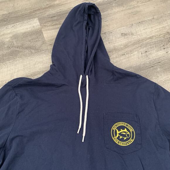 Southern Tide Hooded T-Shirt Mens Sz Large Navy Blue Graphic Pullover Logo - Picture 2 of 7